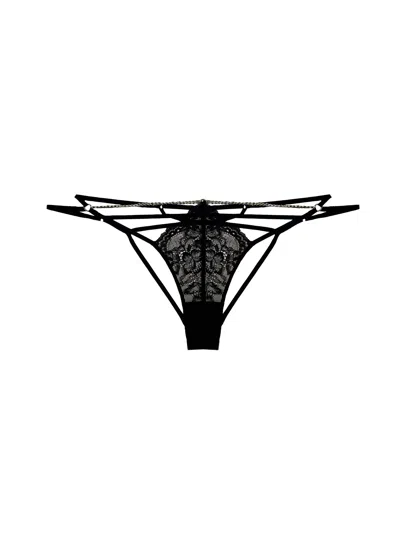 Fleur Du Mal Bianca Chain Ouvert Panty In Black