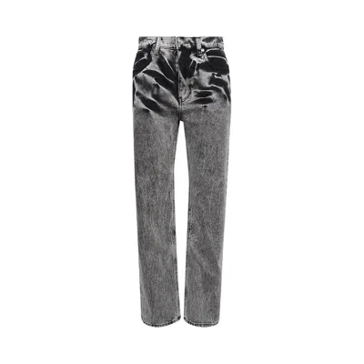 Pre-owned Alexander Wang Ez Relaxed Straight Jean Embroidered Logo 'black Acid Crush' | Women's Size 28