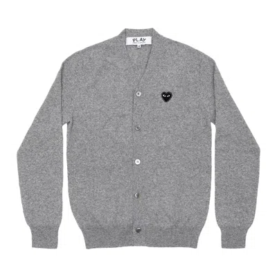 Pre-owned Comme Des Garçons Play Rhinestone Heart V-neck Cardigan 'light Grey' | Men's Size M In Gray