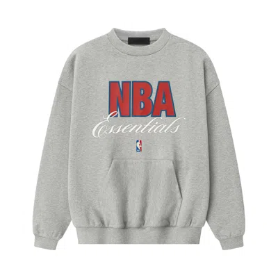 Pre-owned Essentials Fear Of God  Nba 90s Crewneck Sweatshirt 'concrete Heather' | Grey | Men's Size Xxl In Gray