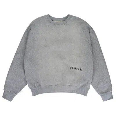 Pre-owned Purple Brand Hwt Fleece Crewneck Sweatshirt 'heather' | Grey | Men's Size M In Gray