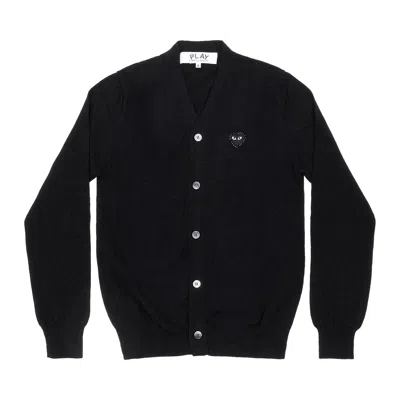 Pre-owned Comme Des Garçons Play Rhinestone Heart V-neck Cardigan 'black' | Men's Size L