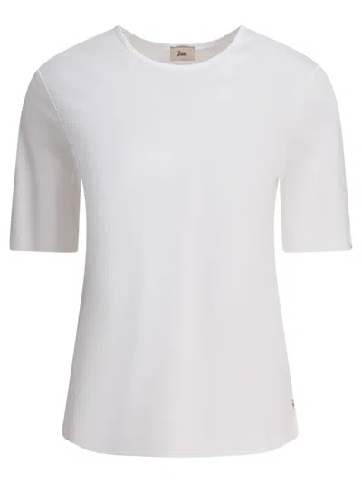 Herno T-shirt With Side Slits Button Details In White
