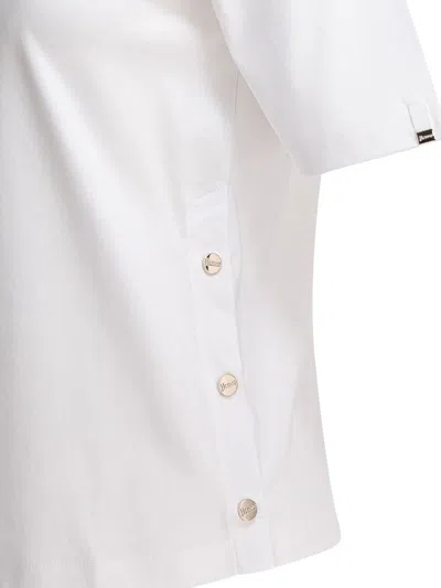 Herno T-shirt With Side Slits Button Details In White