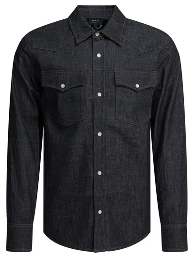 Apc Western Long-sleeved Shirt In Black