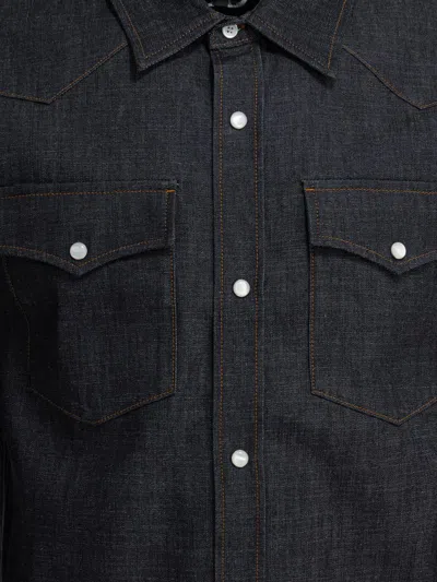 Apc Western Long-sleeved Shirt In Black