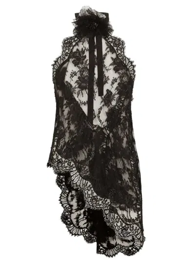 Dolce & Gabbana Floral Lace Blouse In Black