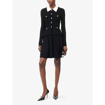 Self-portrait Womens Self Portrait Tailored Long-sleeves Knitted Mini Dress In Black