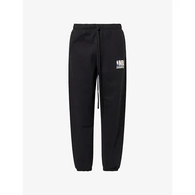 Essentials Mens Fear Of God  Fog X  X Nba Brand-print Wide-leg Cotton-blend Jogging Bottoms In Black