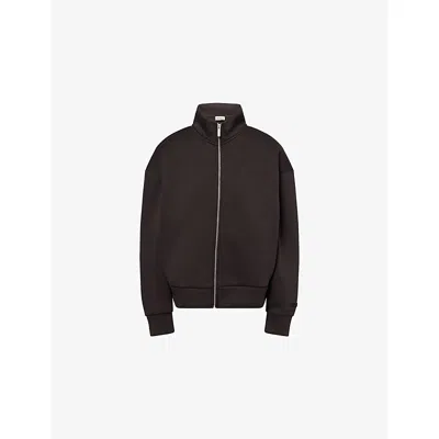 Adanola Womens  Funnel-neck Embossed-logo Jersey Sweatshirt In Brown