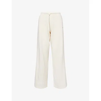 Adanola Womens  Logo-plaque Wide-leg Wool Trousers In White