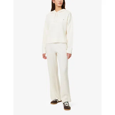 Adanola Womens  Logo-plaque Wide-leg Wool Trousers In White