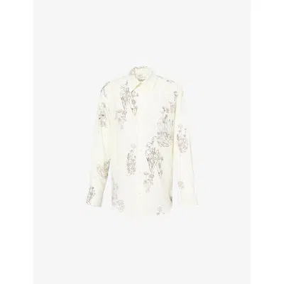 Victoria Beckham Womens  Floral Pyjama Stretch-woven Shirt In White