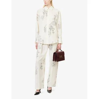 Victoria Beckham Womens  Floral Pyjama Stretch-woven Shirt In White