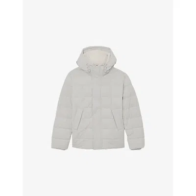 Reiss Light Stone Quilted Zip-through Puffer Jacket In Gray