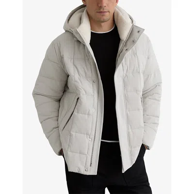 Reiss Light Stone Quilted Zip-through Puffer Jacket In Gray