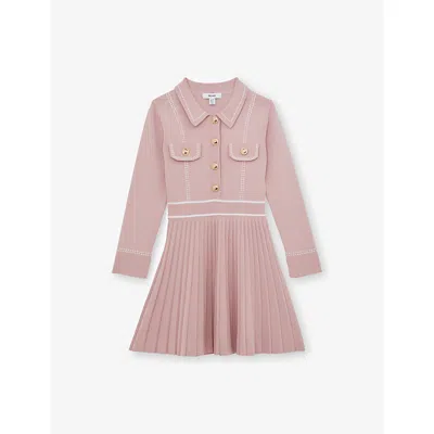 Reiss Sapna Stripe Knitted Dress 9-13 In Pink