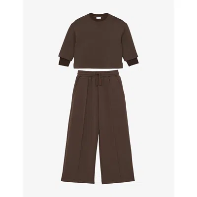 Reiss Bernie Long-sleeve Two-piece Jersey Set 9 In Brown