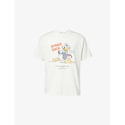 Duke & Dexter Mens  Duke + Dexter X Disney Donald Duck Crewneck Cotton-jersey T-shirt In White