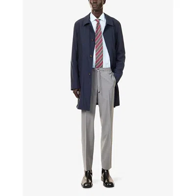 Corneliani Mens  Slim-leg Drawstring Wool Trousers In Gray
