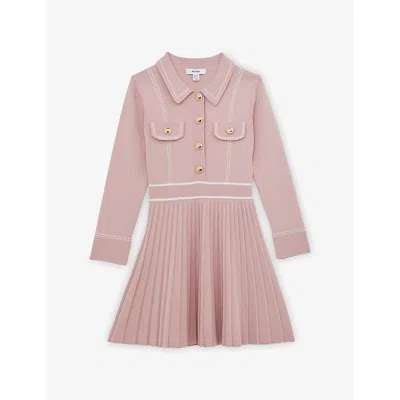 Reiss Kids' Zadie Pleated Dress In Pink