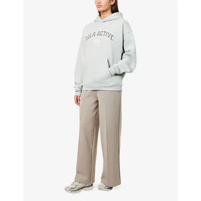 We Are Tala Omens  Relaxed-fit Embroidered-logo Cotton-blend Hoodie In Silver