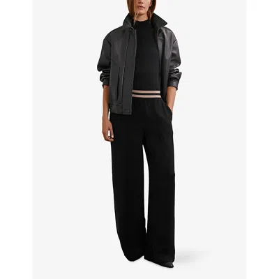 Reiss Womens  Sonnie Wide-leg Woven Trousers In Black