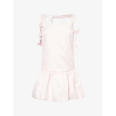 Self-portrait Womens Self Portrait Flower-embellished Woven Mini Dress In Pink