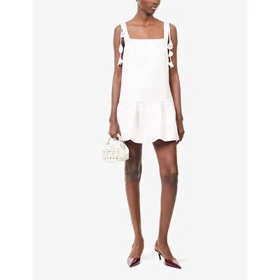 Self-portrait Womens Self Portrait Flower-embellished Woven Mini Dress In Pink