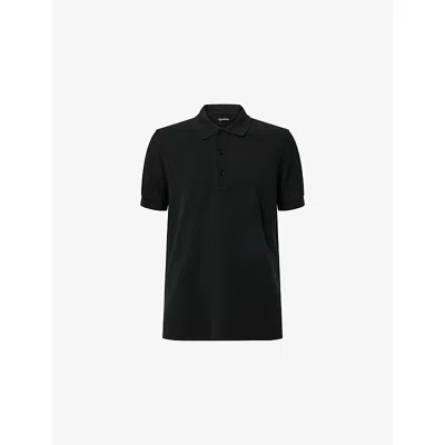 Tom Ford Mens Black Short-sleeve Lyocell-cotton Piquet Polo Shirt In Black