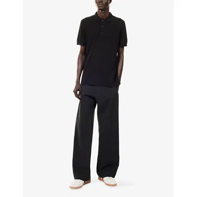 Tom Ford Mens Black Short-sleeve Lyocell-cotton Piquet Polo Shirt In Black
