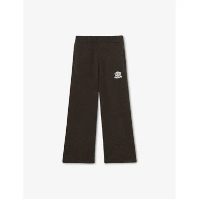 Reiss Blake Logo-embroidered Wool-blend Jogging Bottoms 9 In Brown