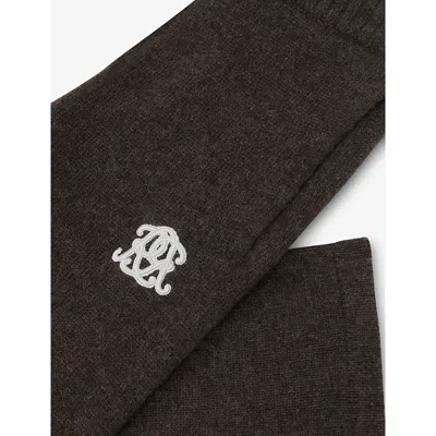 Reiss Blake Logo-embroidered Wool-blend Jogging Bottoms 9 In Brown