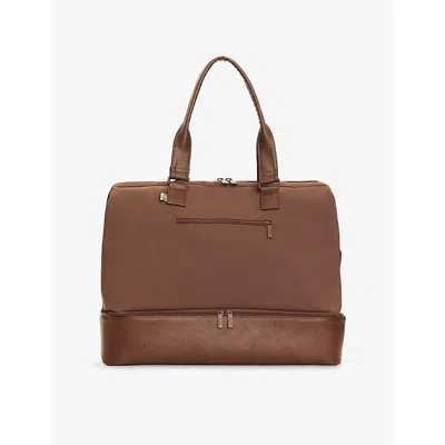 Beis The Weekender Canvas And Leather Tote Bag In Brown