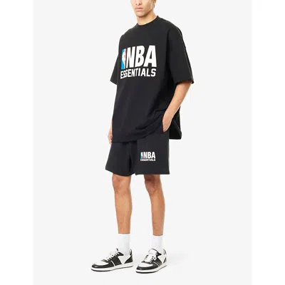 Essentials Mens Fear Of God  Fog X  X Nba Relaxed-fit Brand-print Cotton-blend Shorts In Black