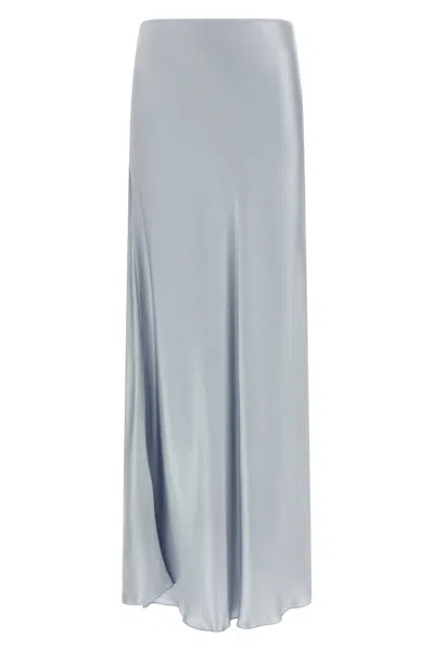 Fabiana Filippi High Waist Long Satin Skirt Seams In Blue