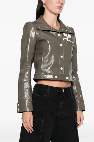 Courrèges Reedition Grey Cotton Blend Jacket In Brown