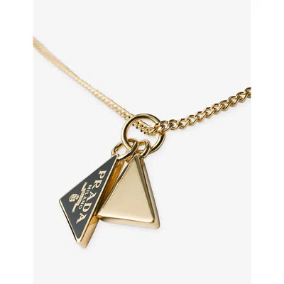Prada Enameled Metal Necklace In Gold