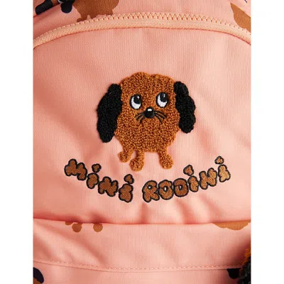 Mini Rodini Doggies Graphic-print Woven Backpack In Pink