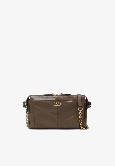 Valentino Small Panthea Shoulder Bag In Brown