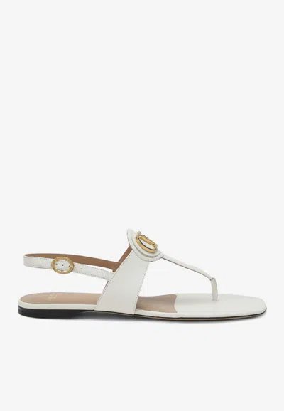Valentino Vlogo Signature Thong Sandals Flat Sole In White