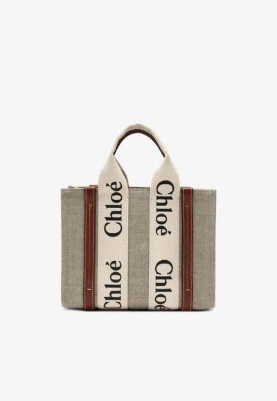 Chloé Chloe Women Multicolor Fabric Small Woody Shopping Bag In Neutral