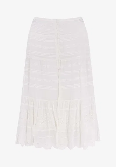 Isabel Marant Étoile Paoline Embroidered Midi Skirt In White