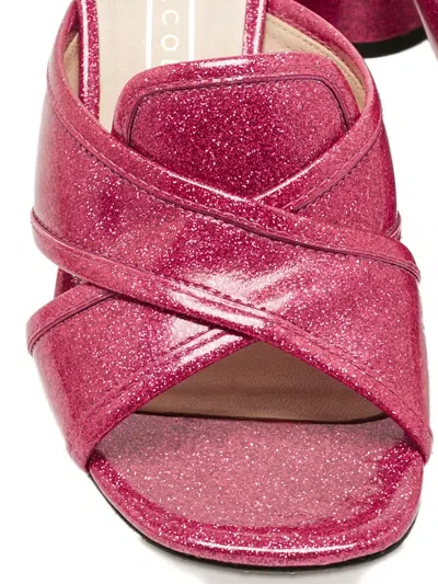 Pre-owned Marc Jacobs Glitter-embellished Block-heel Mules In Pink