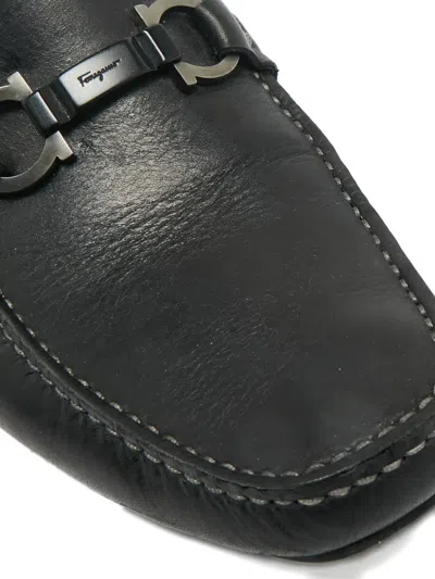 Pre-owned Ferragamo Gancini Leather Loafers In Black