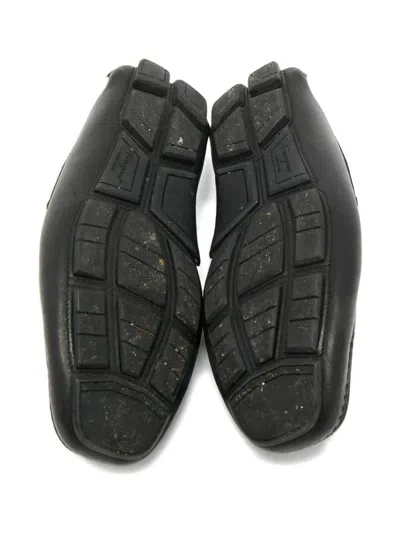 Pre-owned Ferragamo Gancini Leather Loafers In Black