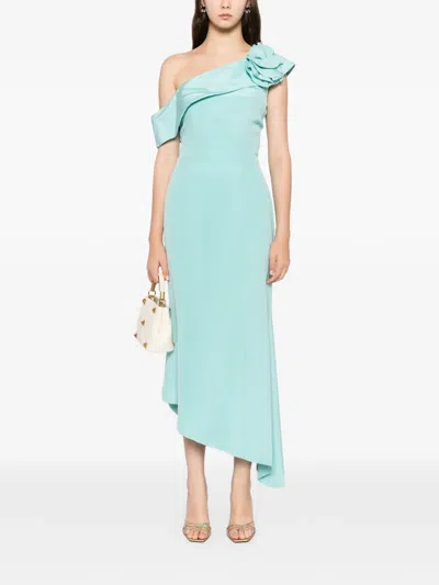 Saiid Kobeisy Asymmetrical Flower Dress In Blue