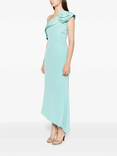 Saiid Kobeisy Asymmetrical Flower Dress In Blue