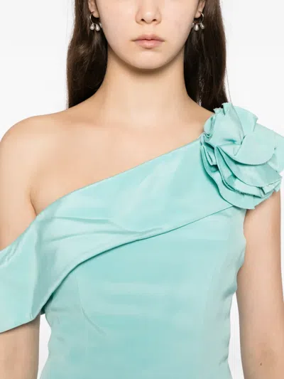 Saiid Kobeisy Asymmetrical Flower Dress In Blue