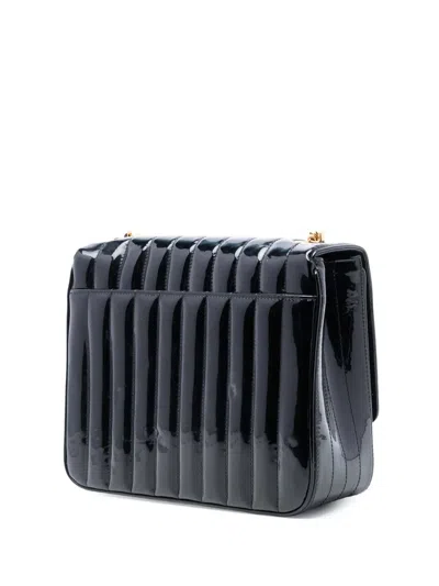 Pre-owned Saint Laurent 2018 Large Patent Vicky Crossbody Bag In Black